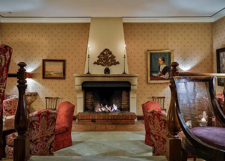 The communal living room and open fire