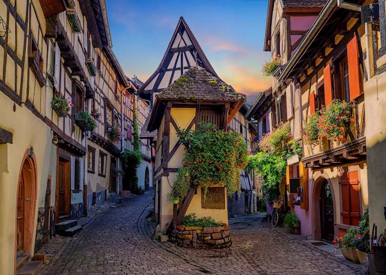 Colorful half-timbered houses in Alsace