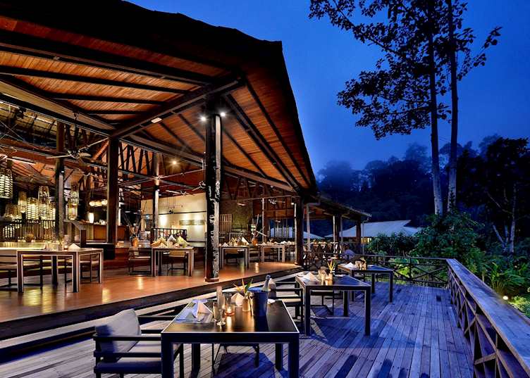 Restaurant terrace, Borneo Rainforest Lodge