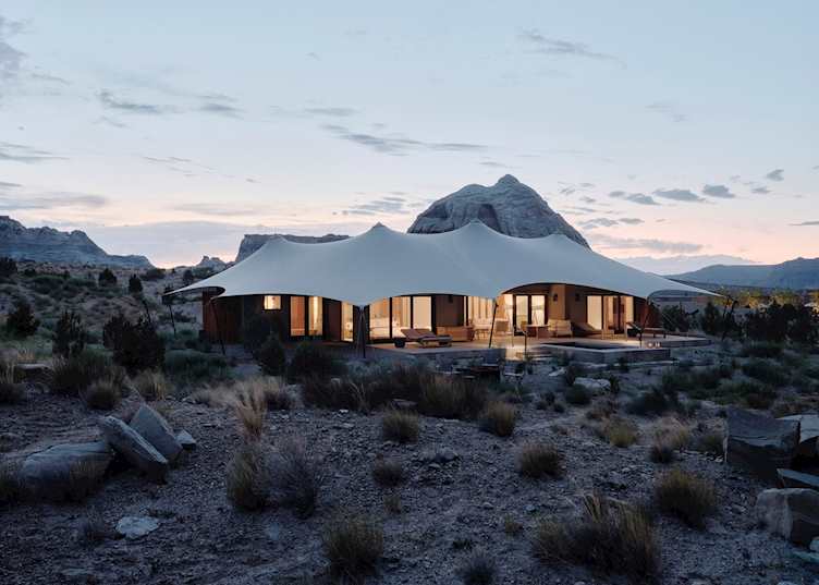 Camp Sarika 2-Bedroom Pavilion at Night