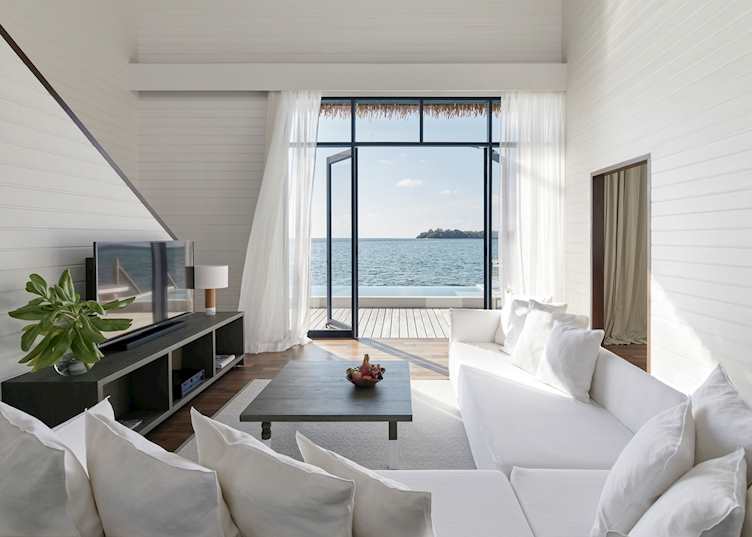 A water villa living room, COMO Cocoa Island