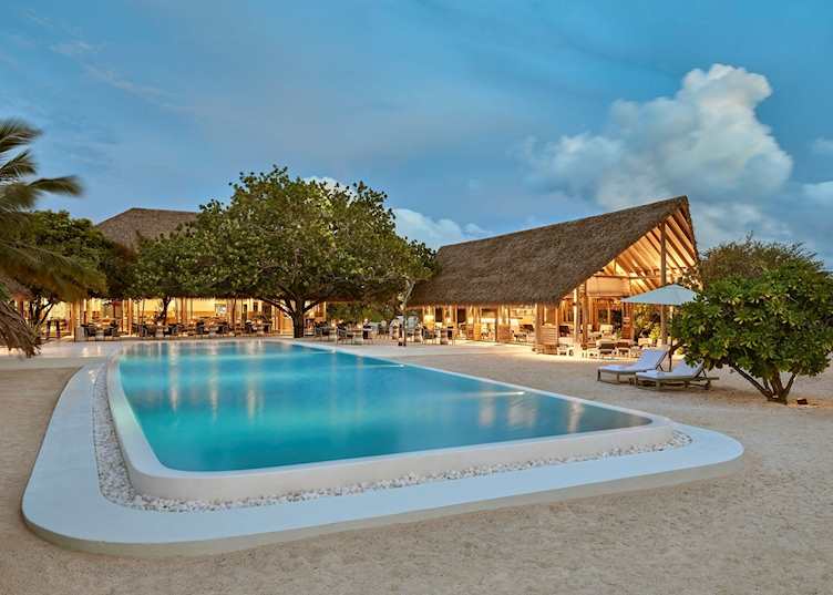 The poolside at Ufaa Restaurant, COMO Cocoa Island