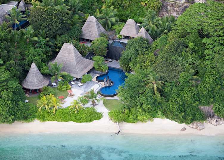 An aerial view of the beachfront Tec Tec Restaurant, Anantara Maia Resort & Spa
