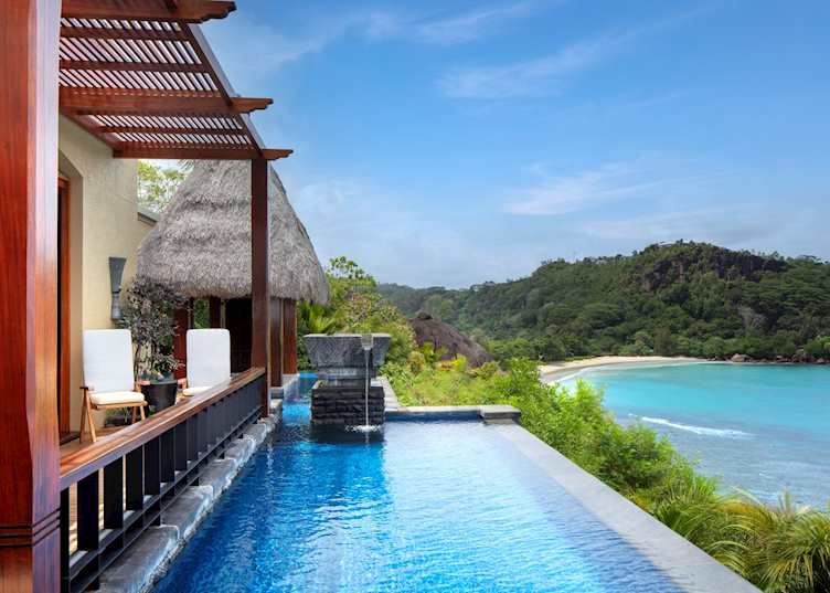 The pool of a Premier Ocean View room at Anantara Maia Seychelles Villas