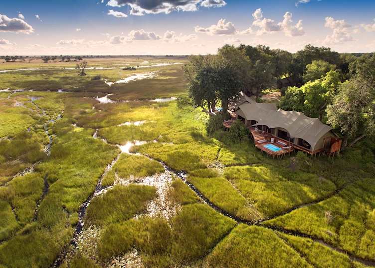 Aerial view of Duba Plains Camp, Duba Plains Concession