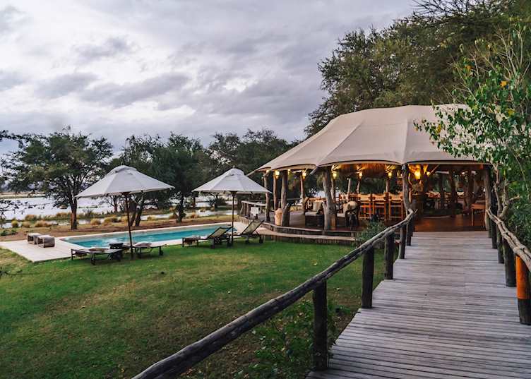 Pool area and deck, Anabezi Camp
