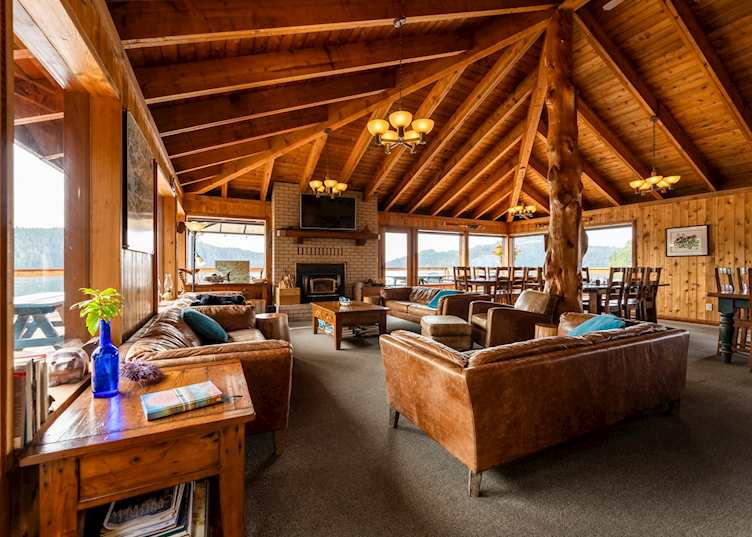 Great room and dining area, Berry Island Wilderness Lodge