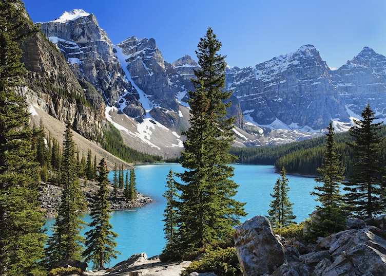 View of Banff National Park from Moraine Lake Lodge
