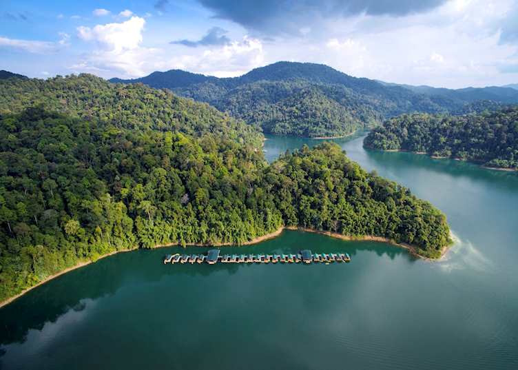Aerial view of Elephant Hills Lake Camp