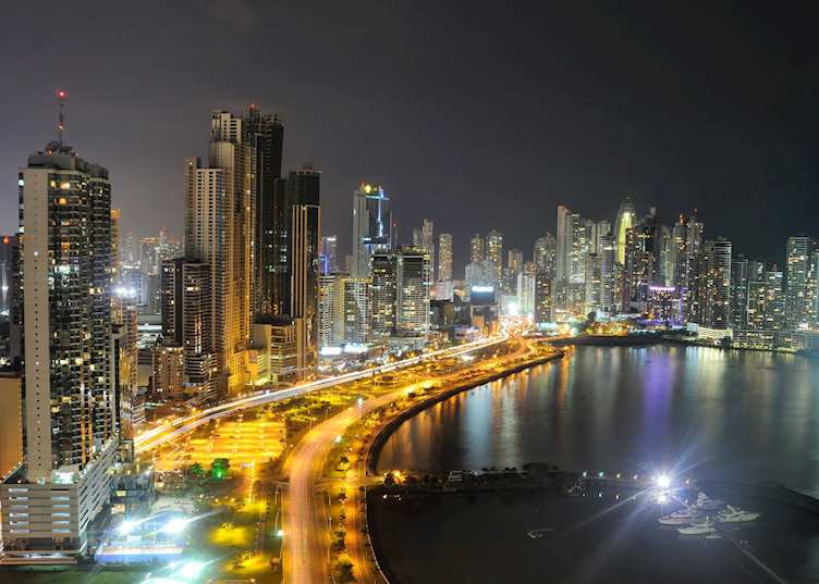 Panama City skyline at night