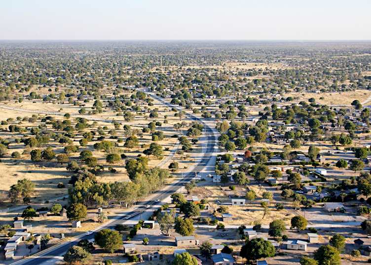 Aerial view of Maun, Botswana