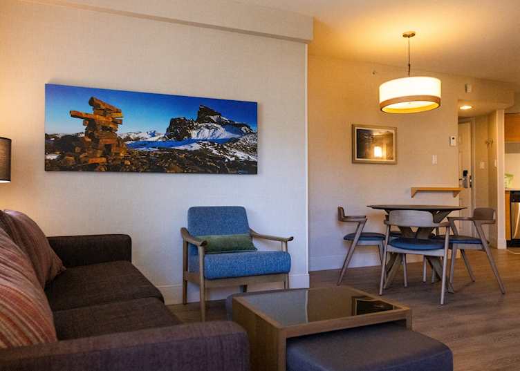 Living room of one and two bedroom suite, Delta Hotels by Marriott Whistler Village Suites 