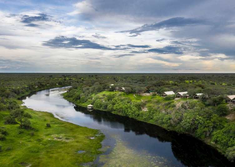 Aerial view of Meno A Kwena, Makgadikgadi Pans