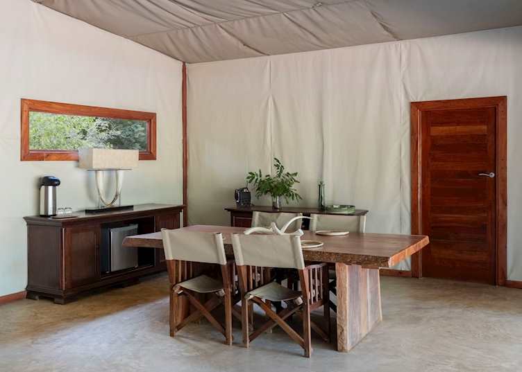 Family tent dining area, Potato Bush Camp