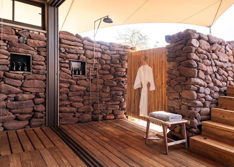 Outdoor shower, Desert Rhino Camp
