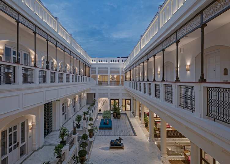 The serene courtyard at Pilibhit House, Haridwar