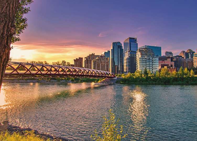 Sunrise over the river in Calgary