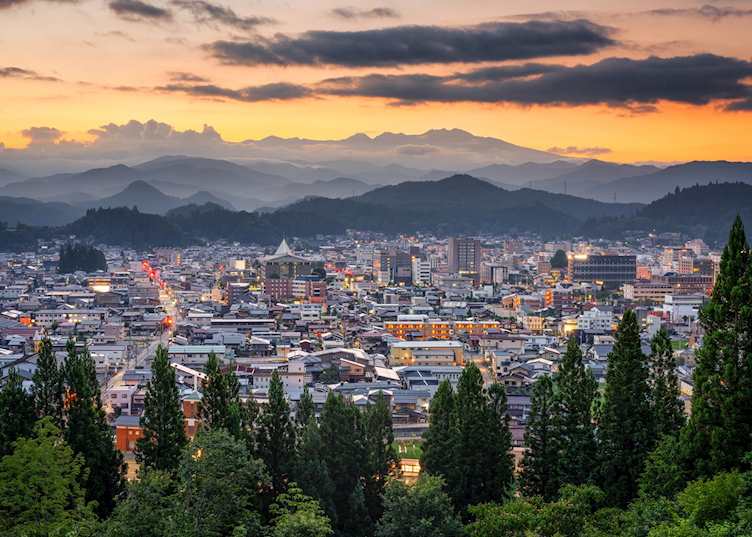 Takayama skyline at dusk