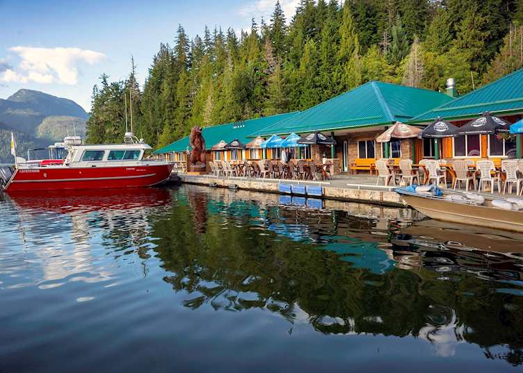 Dining patio, Knight Inlet Lodge, British Columbia