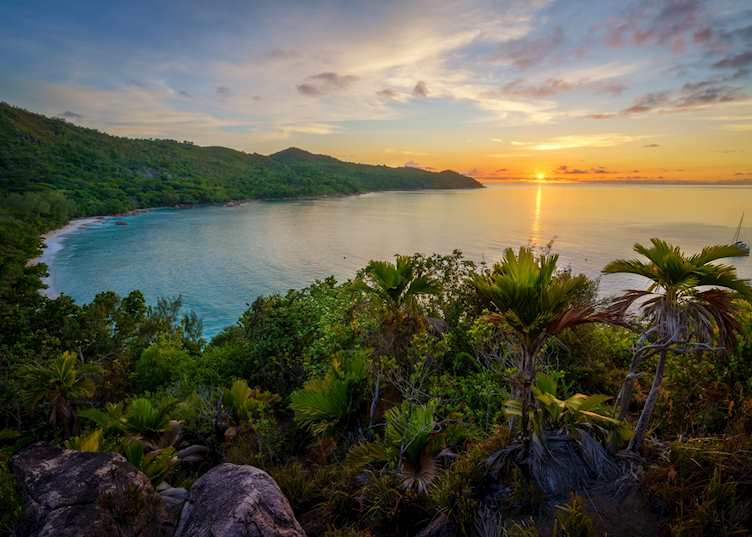 Sunset over Anse Lazio, Praslin