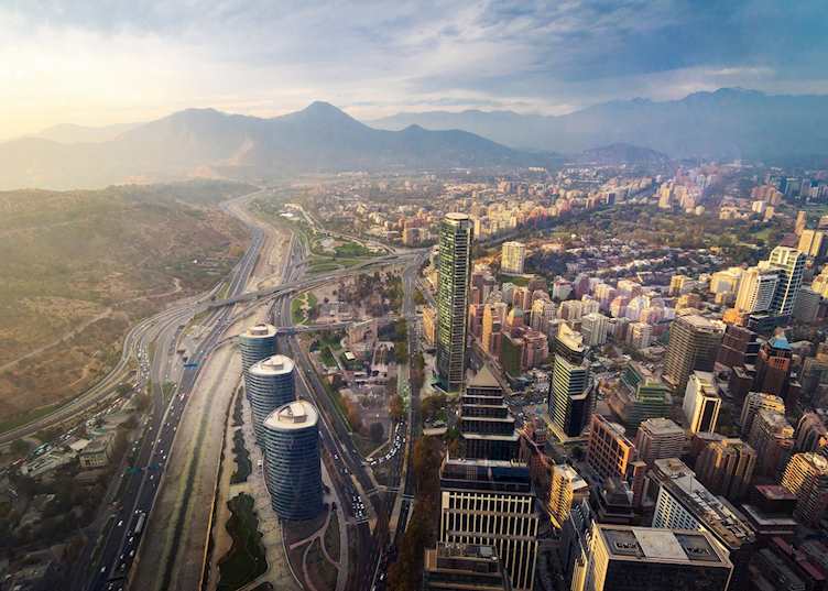Aerial view of 'Sanhattan', Santiago's business district
