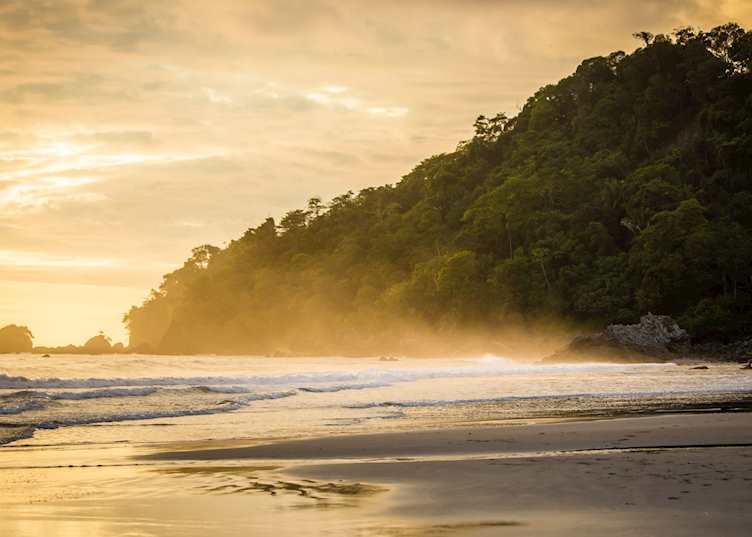 Sunset over the beach in Manuel Antonio National Park
