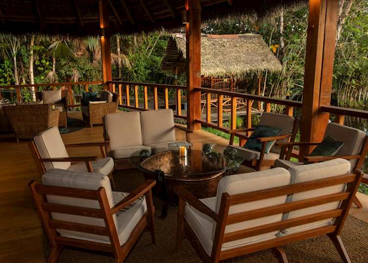 Outdoor terrace, Sacha Lodge