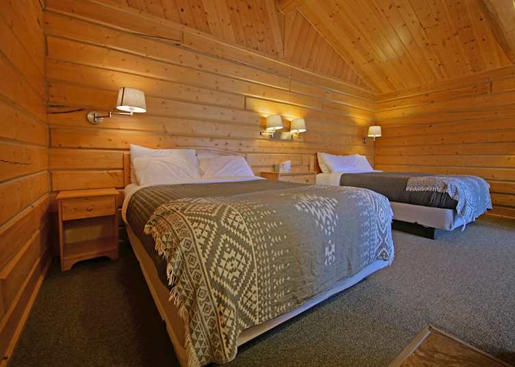 Premier cabin bedroom, Sheep Mountain Lodge, Alaska
