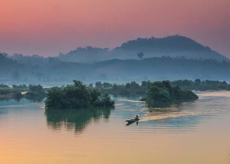 Sunset over the Mekong River, Laos