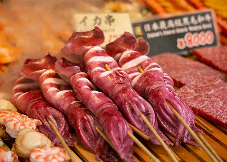Squid on sale at Tsukiji Outer Market, Tokyo