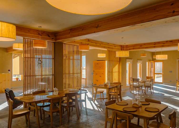 Indoor dining at Kyagar, Nubra Valley