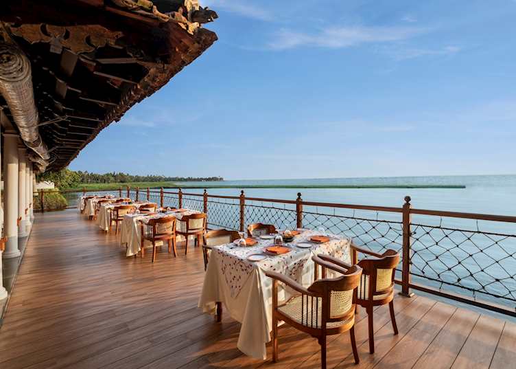 Outdoor dining spaces at Kumarakom Lake Resort 