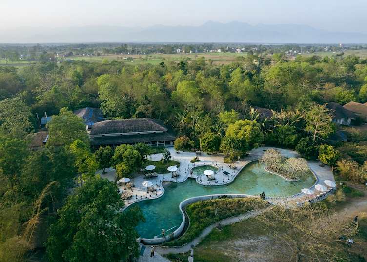 An aerial view of Barahi Lodge