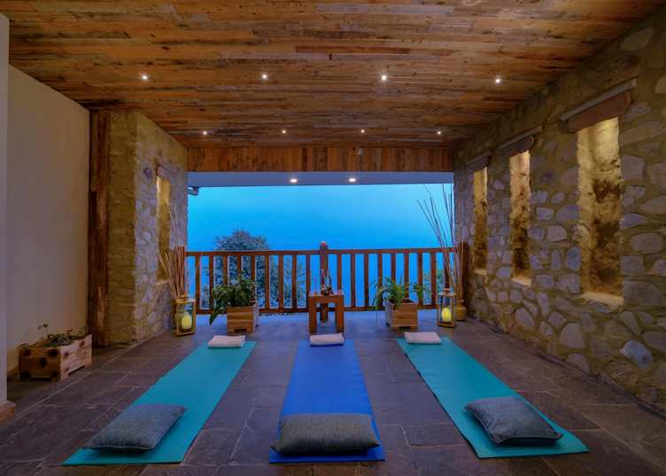 Yoga pavilion with a view at Sarangkot Mountain Lodge