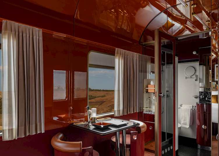 Cabin living and bathroom, Dolce Vita Orient express