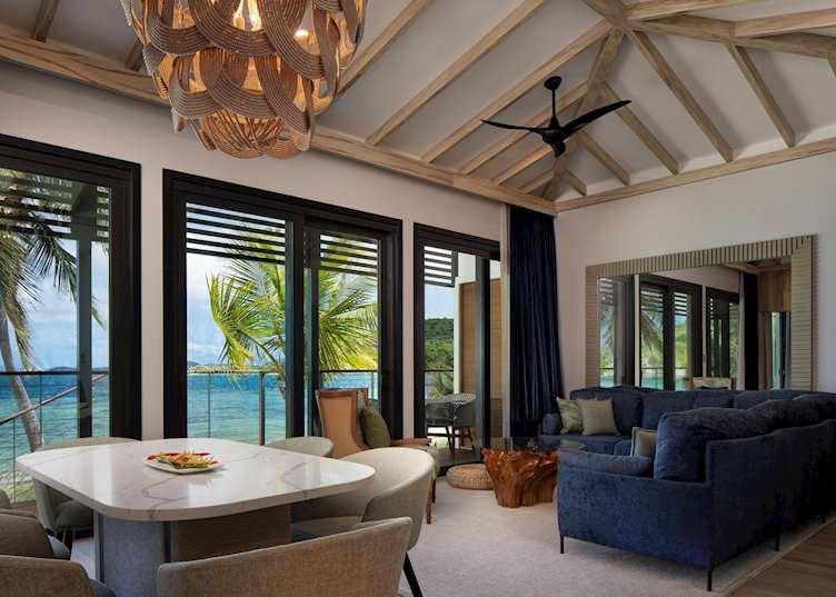 Beachfront villa living room, Peter Island Resort and Spa