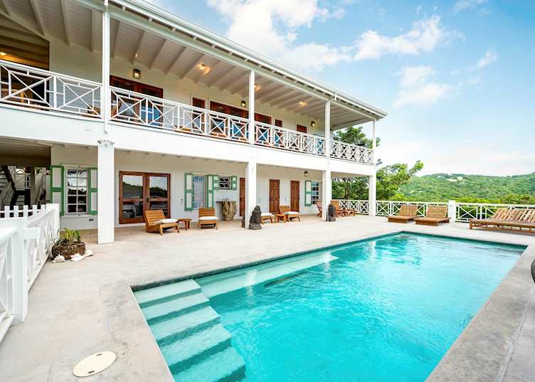Saddle Hill view villa pool, Montpelier Nevis