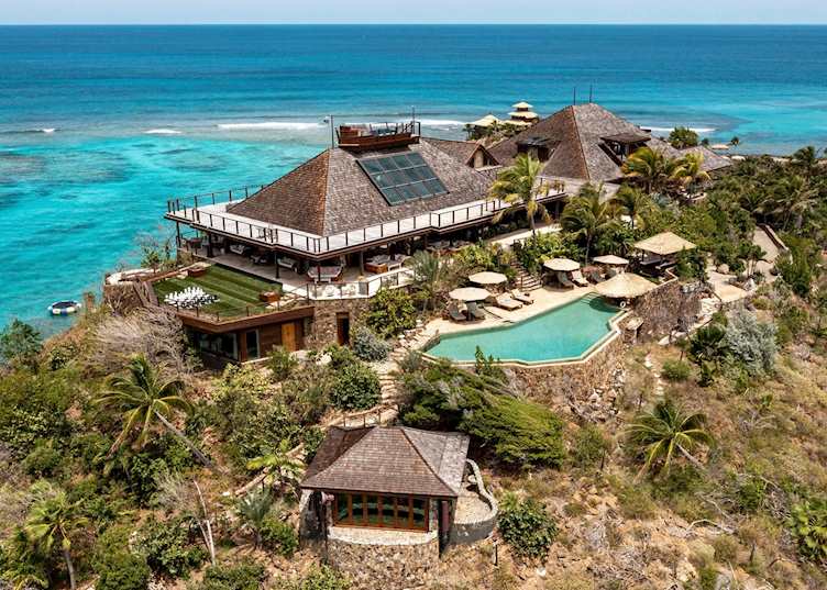 Aerial view of The Great House, Necker Island