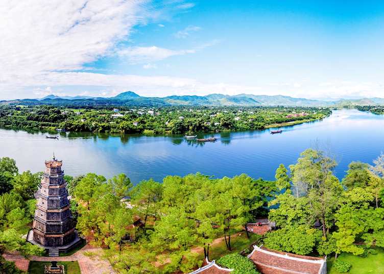 Thien Mu Pagoda next to the Perfume River