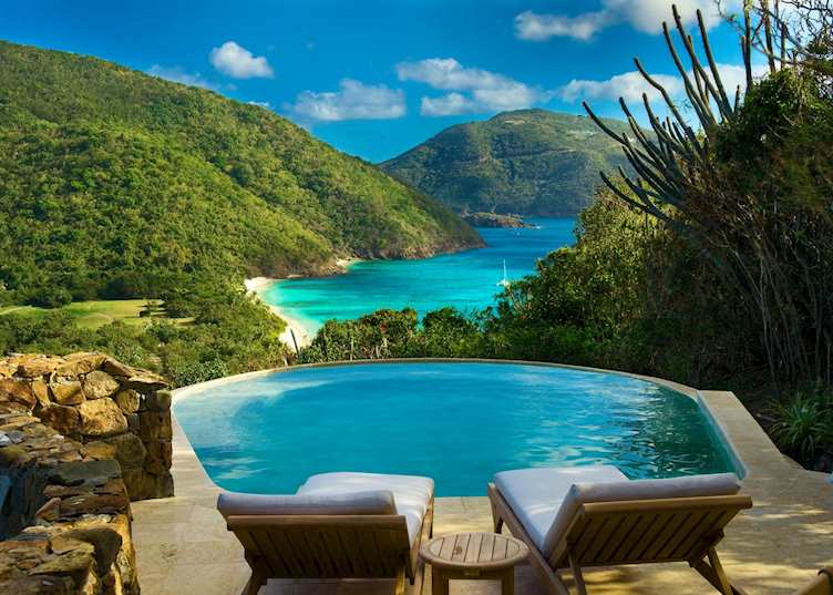 Sea view cottage pool, Guana Island