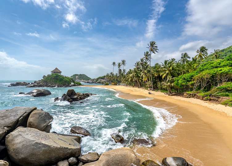 Cabo San Juan Beach in Tayrona National Park at the base of Sierra Nevada de Santa Marta