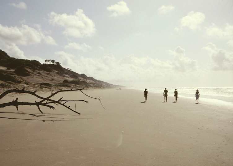 Walking along the beach at sunrise, Tana River Delta