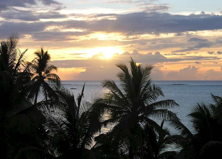 Sunset over the lagoon, Tahiti