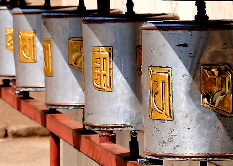 Prayer wheels, Garden Temple, Ulaanbaatar