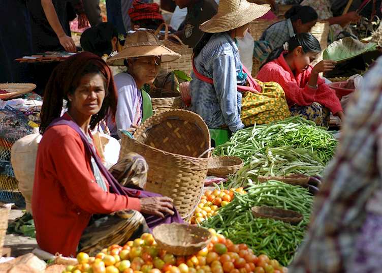 Markets provide a sensory overload of colour and aroma, Burma (Myanmar)