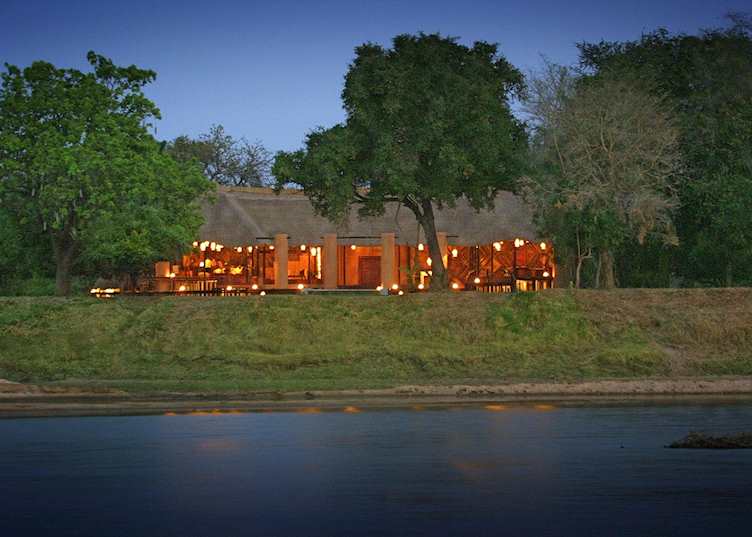 View from the river of Luangwa River Lodge, South Luangwa National Park