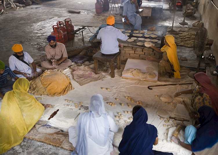 Cooking in the vast kitchens, Golden Temple, Amritsar, India