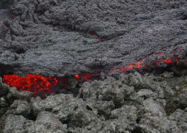 Molten lava flows at Volcano Pacaya, Antigua Guatemala