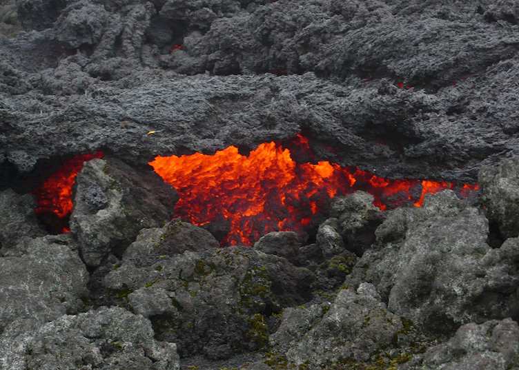 Molten lava flows at Volcano Pacaya, Antigua Guatemala