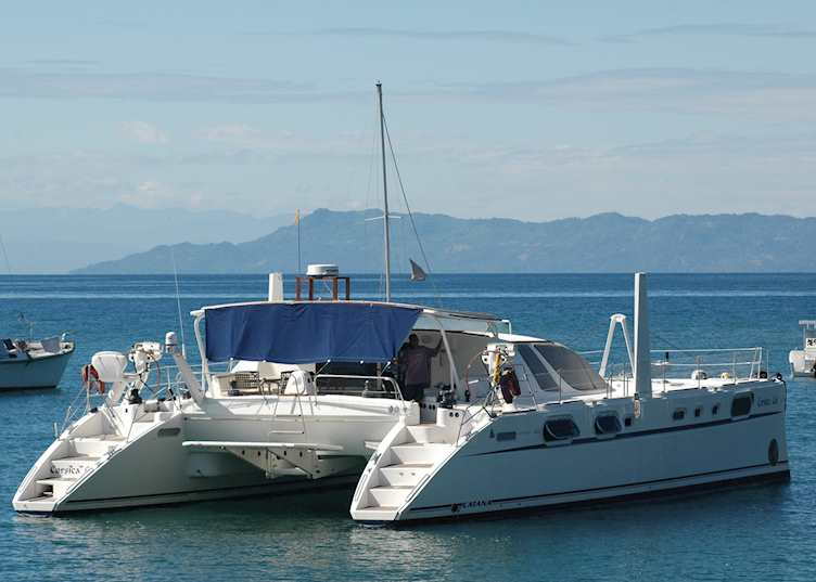 Madovoile yacht in the harbour at Nosy Be